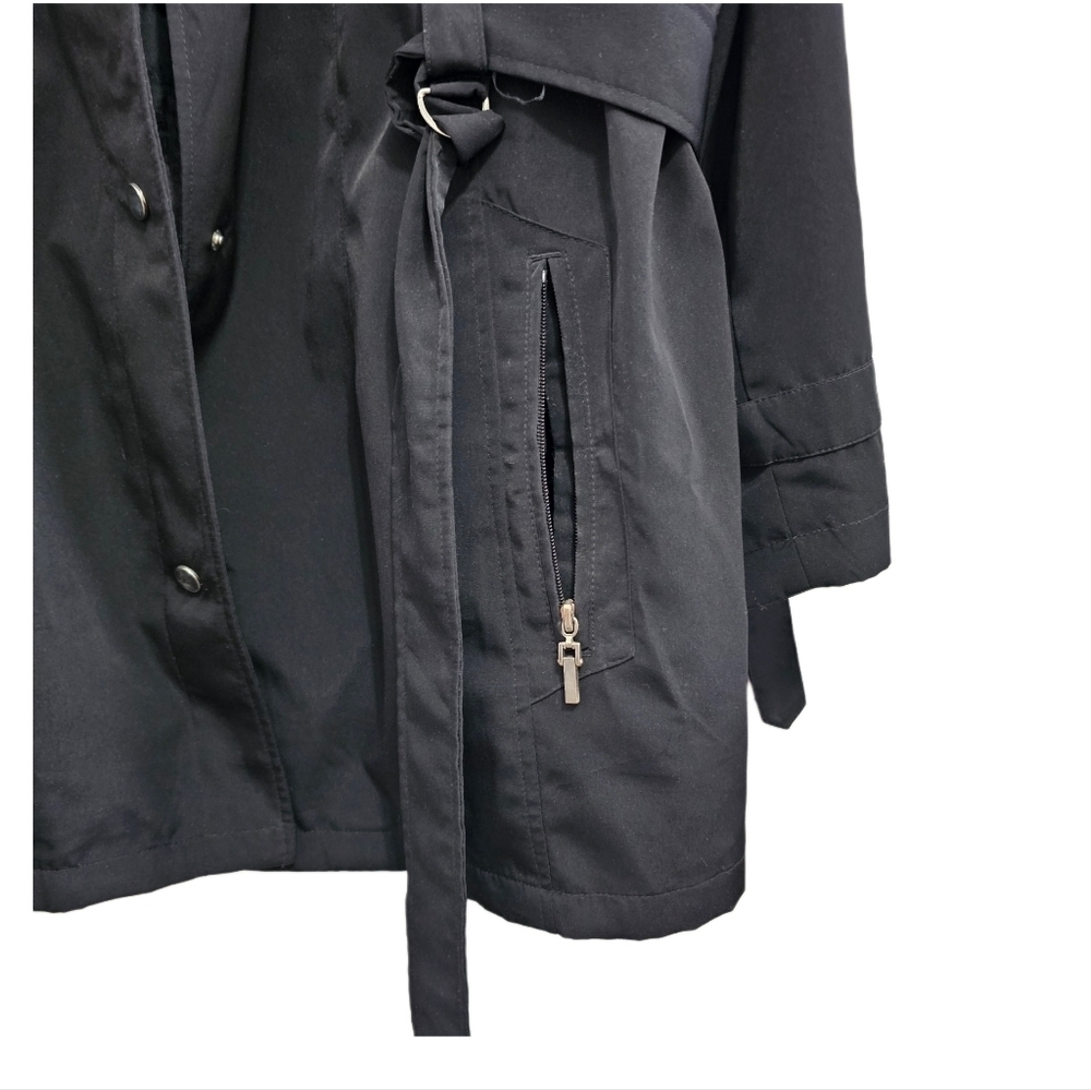 Fleet Street black belted lined raincoat size 2X - Picture 3 of 10